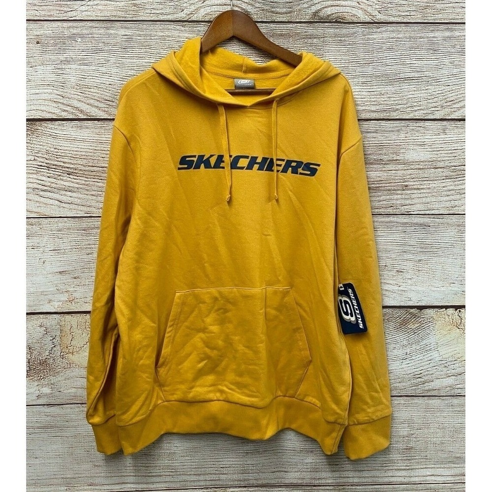 Sketchers Hoodie Mens Size Large (48" Chest) Gold Pullover Fleece Sweatshirt New